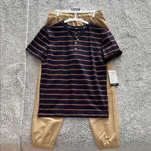 Tommy Bahama Navy and Orange Striped Kids Set